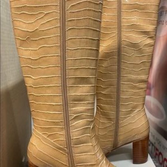 BNIB Marc Fisher Revely Boots Dark Natural Leather - Picture 5 of 7